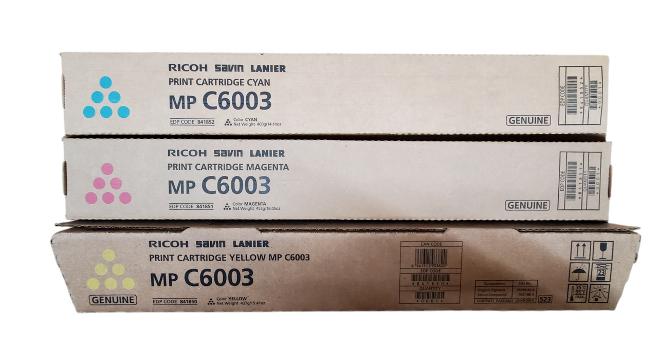 Lot 3x Genuine Ricoh Savin Lanier Printer Cartridge MP C6003 - CMY - New