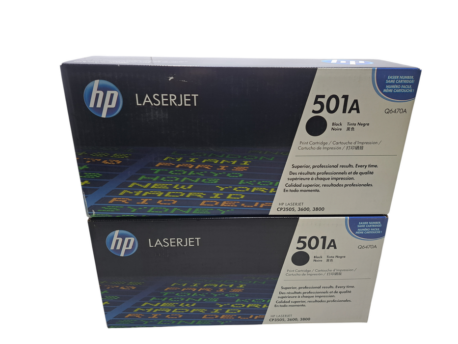 Lot of 2x Genuine HP Q6470A 501A Black Toner Cartridge (NEW) )