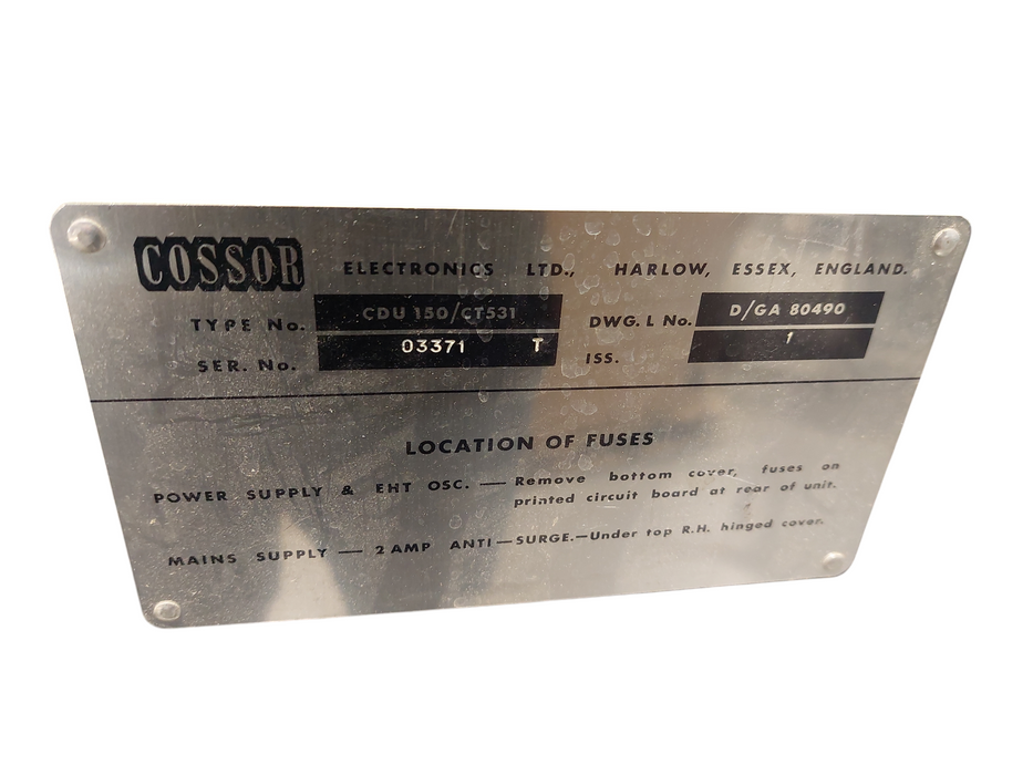 Cossor Electronics Type No. CDU 150/ CT531 DWG.L No. D/GA 80490 =