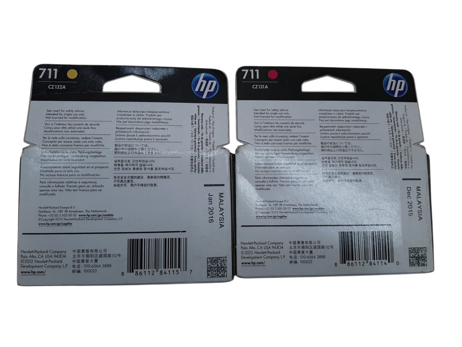 NEW Genuine HP 711 Ink Cartridge Magenta and Yellow (CZ131A and CZ132A)