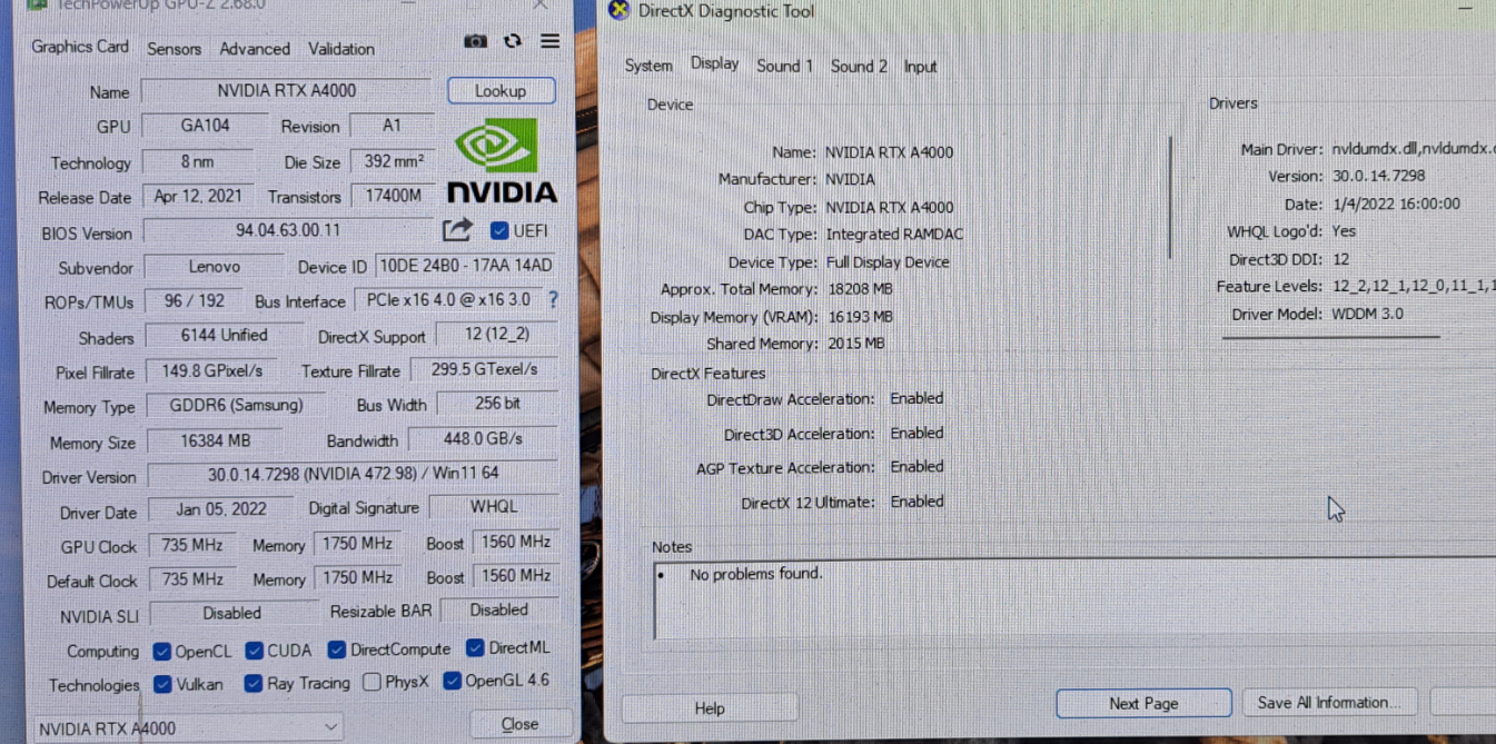 Nvidia RTX A4000 16GB GDDR6 PG190 GPU