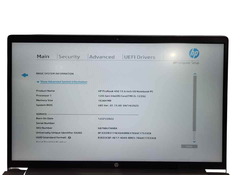 HP ProBook 450 G9, Intel i5 1235U, 16GB RAM, 256 SSD ! Lap200