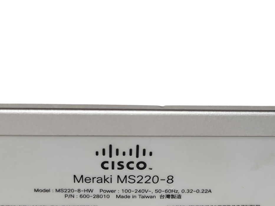 Unclaimed | Cisco Meraki MS220-8-HW | 8 Port Cloud Managed Switch _