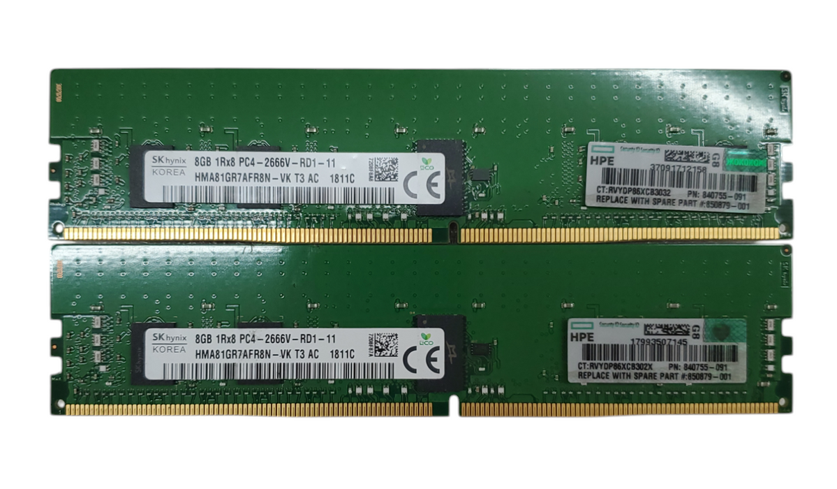 Lot 2x SK Hynix 8GB 1Rx8 PC4-2666V-RD1-11 Server RAM | HMA81GR7AFR8N-VK