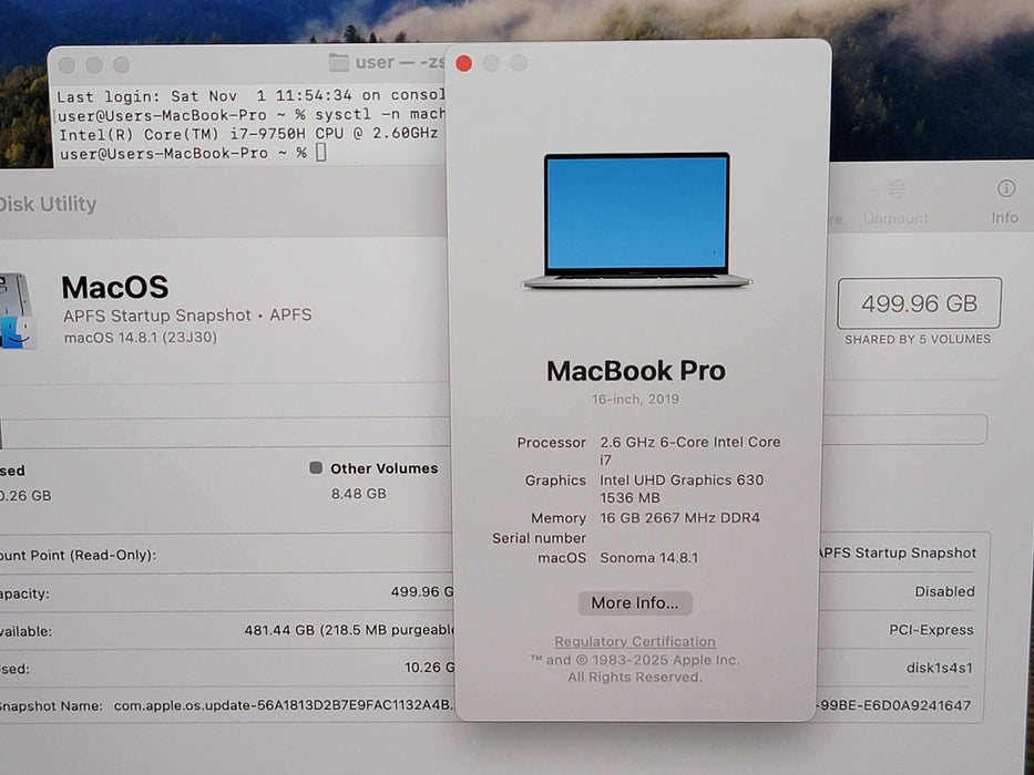 Apple Macbook Pro 2019 16" 6-Core i7-9750H@2.6GHz 16GB DDR4 500GB SSD GPU