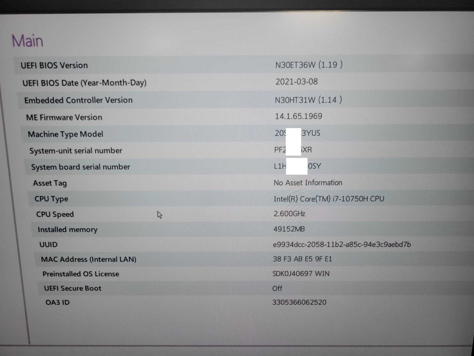 Lenovo ThinkPad P17 Gen1, Core i7-10750H 2.6GHz 48GB RAM, 1TB SSD, T1000 _ Lap200