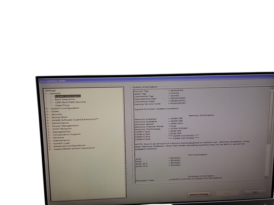 Dell OptiPlex 5080 SFF i5 - 10500 @ 3.10GHz 16GB DDR4 Ram  Qθ