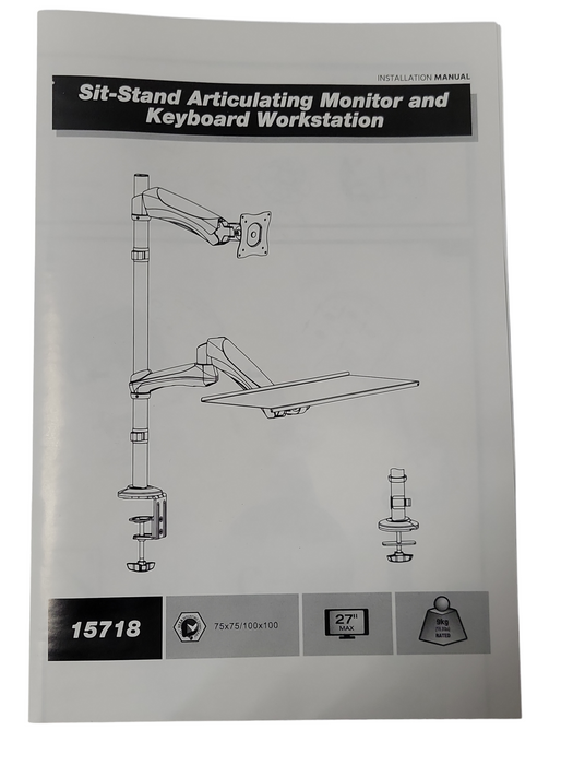 MonoPrice 15718 Sit-Stand Articulating Monitor and Keyboard workstation _