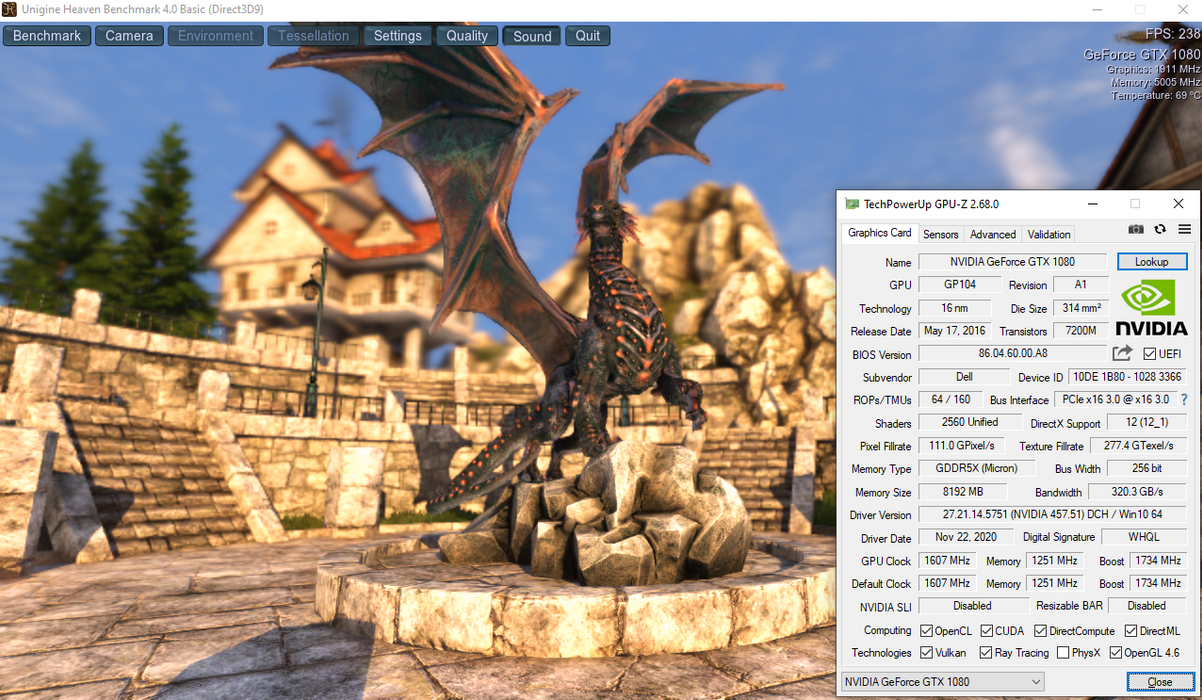Dell NVIDIA GeForce GTX 1080 8GB GDDR5X Gaming Graphics Card