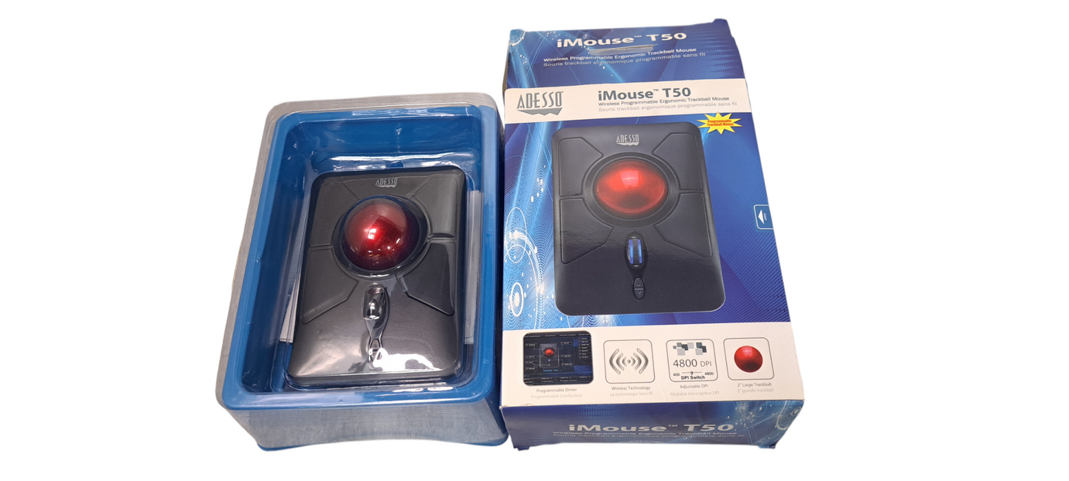 Adesso iMouse T50 - Wireless Programmable Ergonomic Trackball Mouse