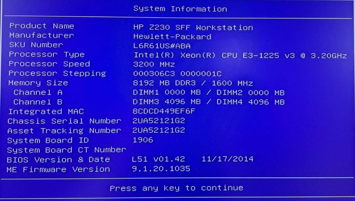 HP Z230 SFF Workstation | Xeon E3-1225 v3 @ 3.20GHz 4C, 8GB DDR3, No HDD/OS
