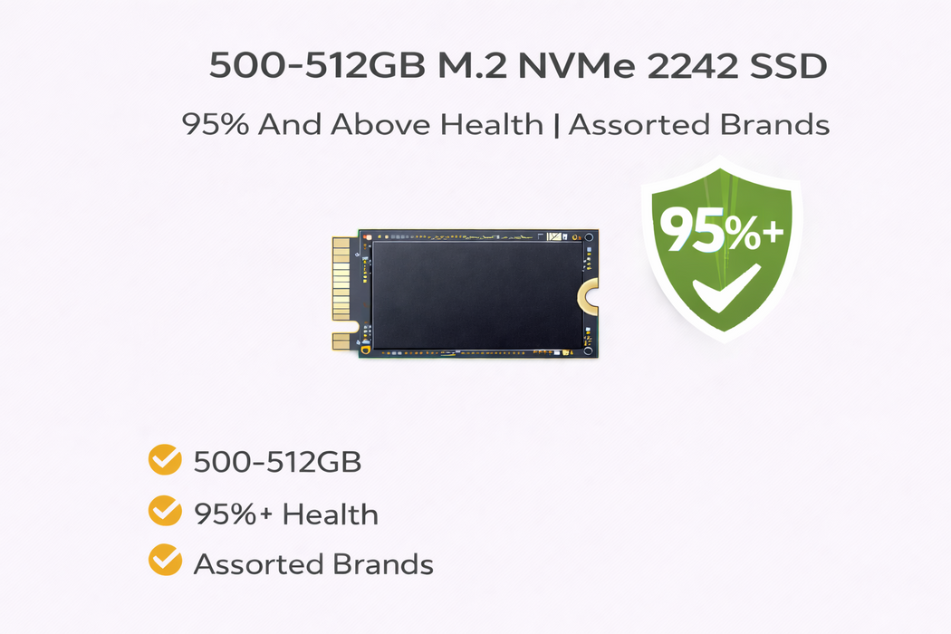 500-512GB m.2 NVMe 2242 SSD | 95% And Above Health | Mixed Brands Q&