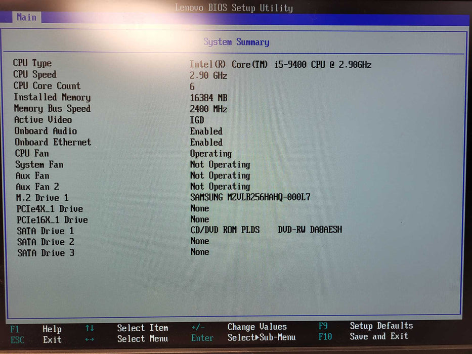 Lenovo ThinkCentre M720S SFF i5-9400 16GB RAM 256GB NVMe $