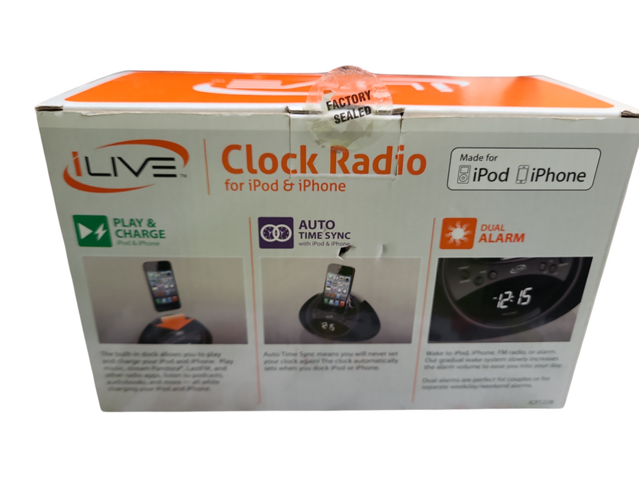 iLive ICP122B Clock Radio for iPod and iPhone