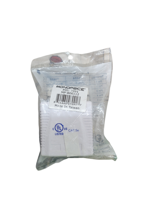 MONOPRICE 7091 Surface Mount Box, Cat5e, 2Port , White MP-B06112