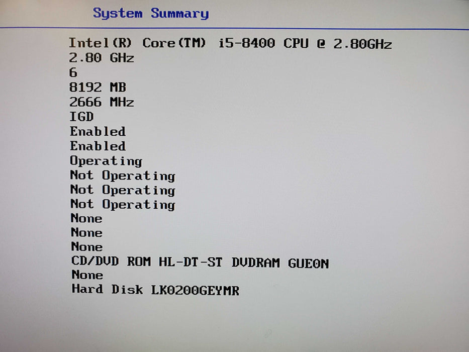 Lenovo ThinkCentre M720t i5-8400 2.8 8GB RAM 200GB SSD DVDROM NO OS