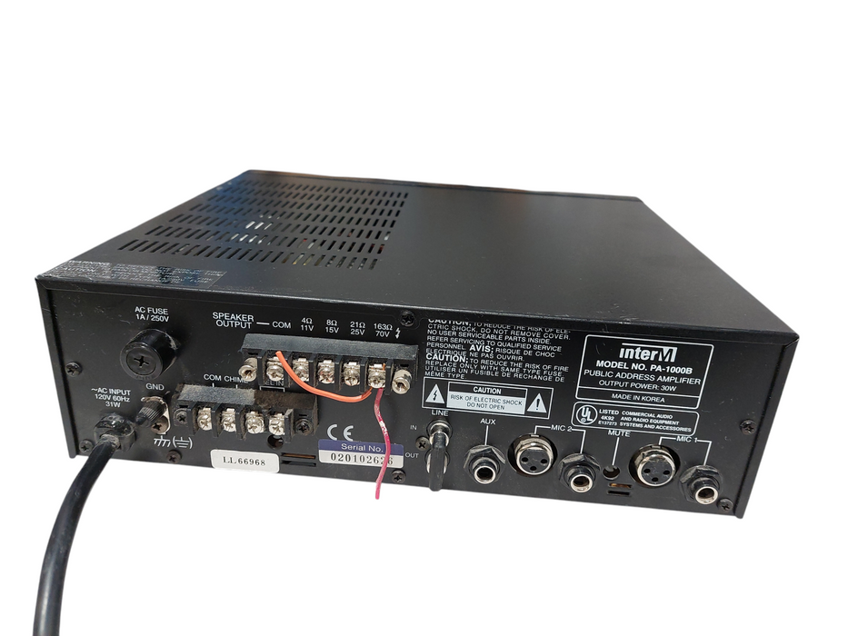 InterM PA-1000B Public Address Amplifier  =