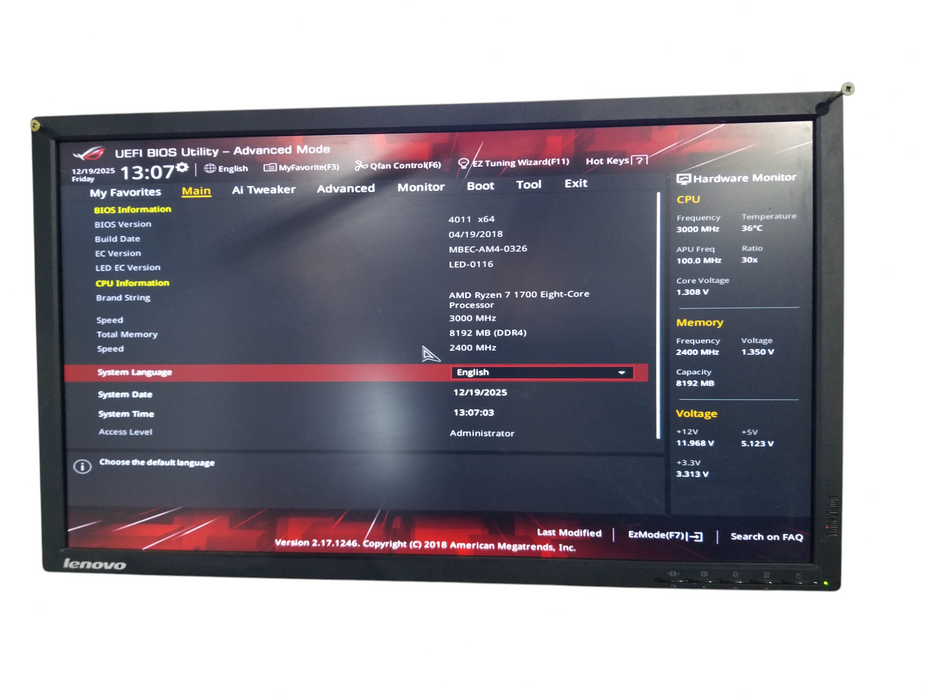 Custom PC Asus Strix B350-F GAMING Ryzen 7-1700 8GB DDR4 GTX 1060 No HDD