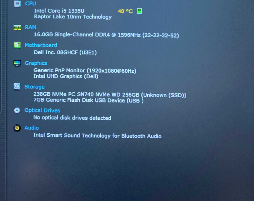 Dell Latitude 5540 Core i5-1335U@1.3GHz 16GB RAM 256GB SSD READ  Lap200