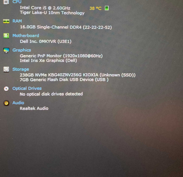 Dell Latitude 5520 Core i5-1145G7@2.6GHz 16GB RAM 256GB SSD Q Lap200