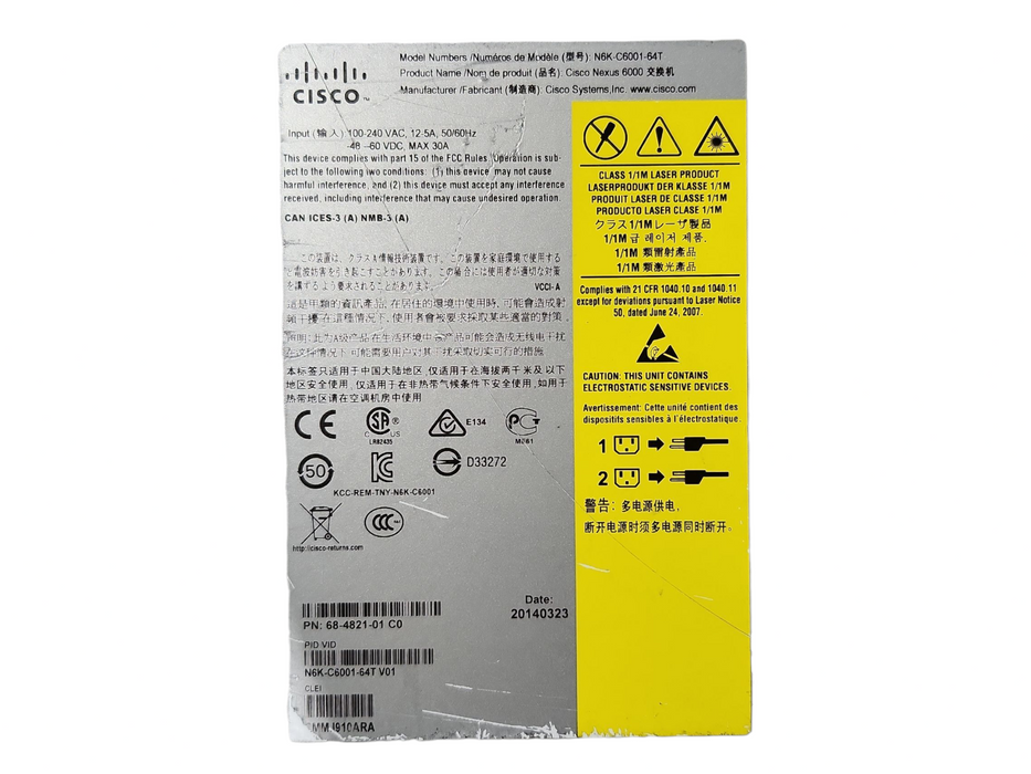 Cisco N6K-C6001-64T v01, 48-Port Nexus 6000 Ethernet Switch