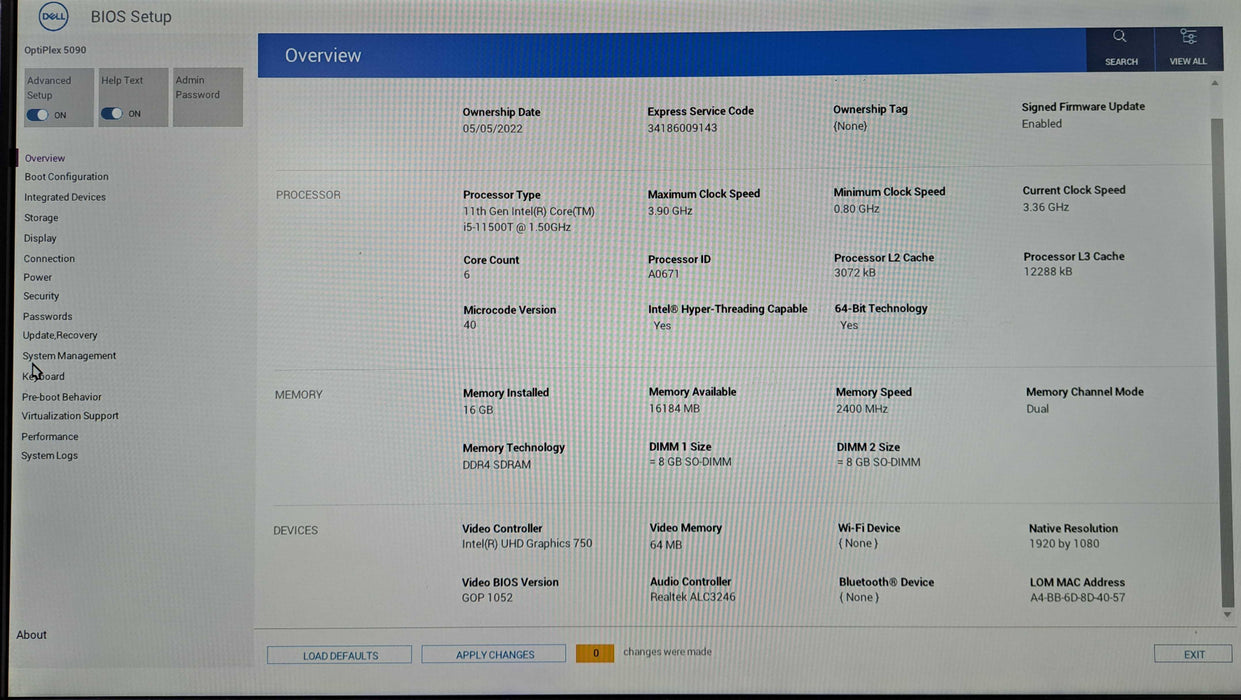 Dell OptiPlex 5090 Micro | i5-11500T @1.50GHz, 16GB DDR4, 512GB NVMe )