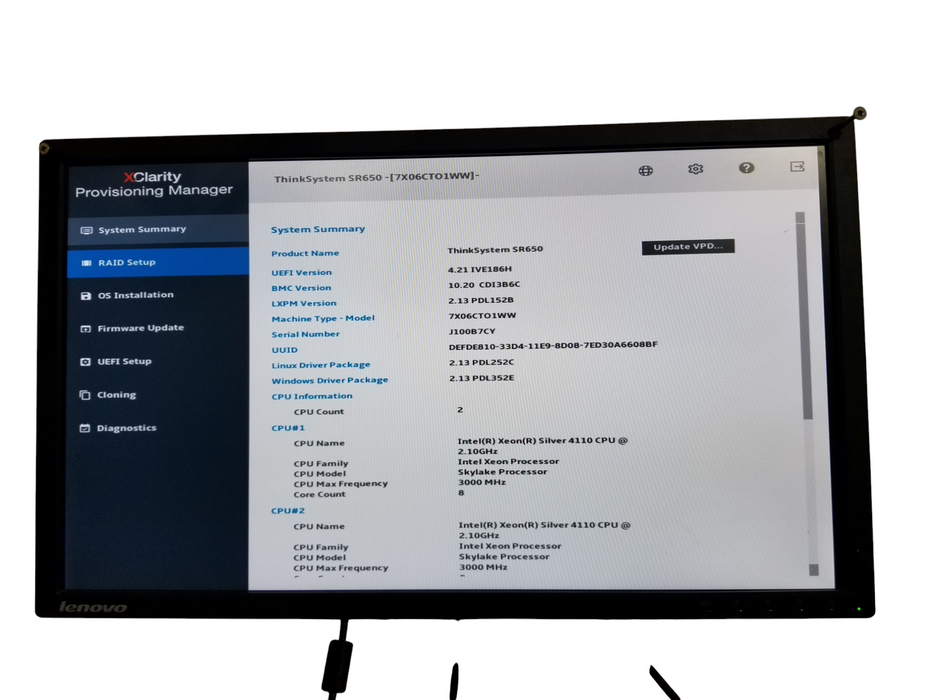 Lenovo ThinkSystem SR650 2x Xeon Silver 4110, 32GB DDR4, 930-16i 4GB RAID