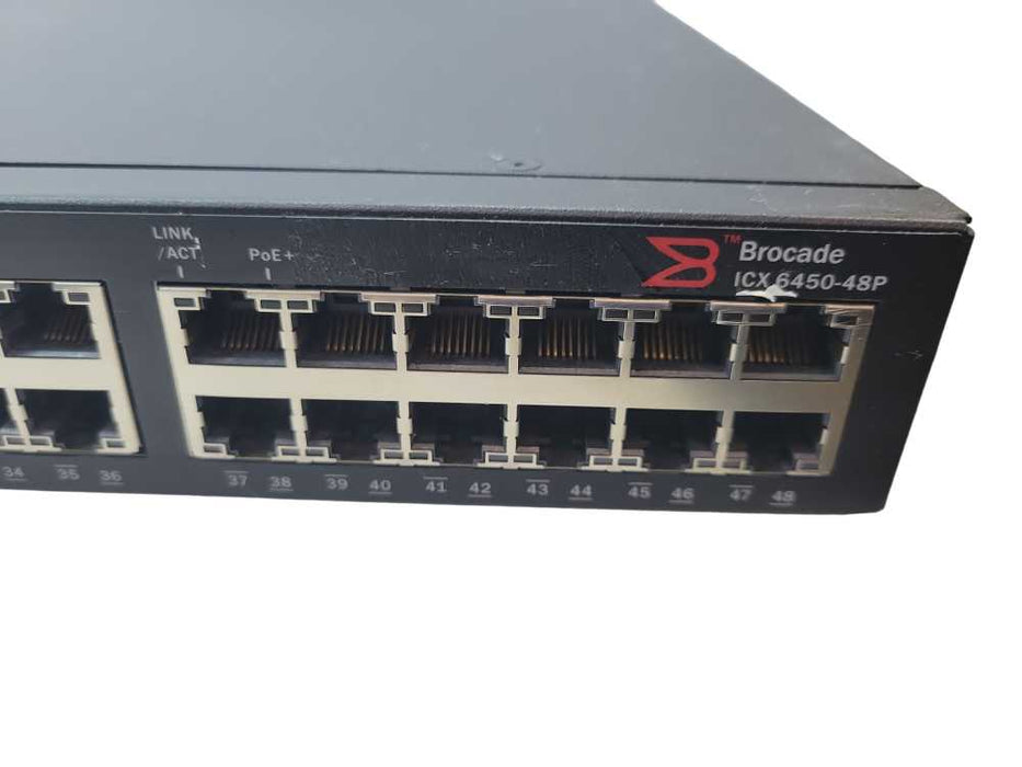 Brocade ICX6450-48P 48-Port Gigabit POE+ Switch 1 GbE 2 Port 1/10 GbE SFP !