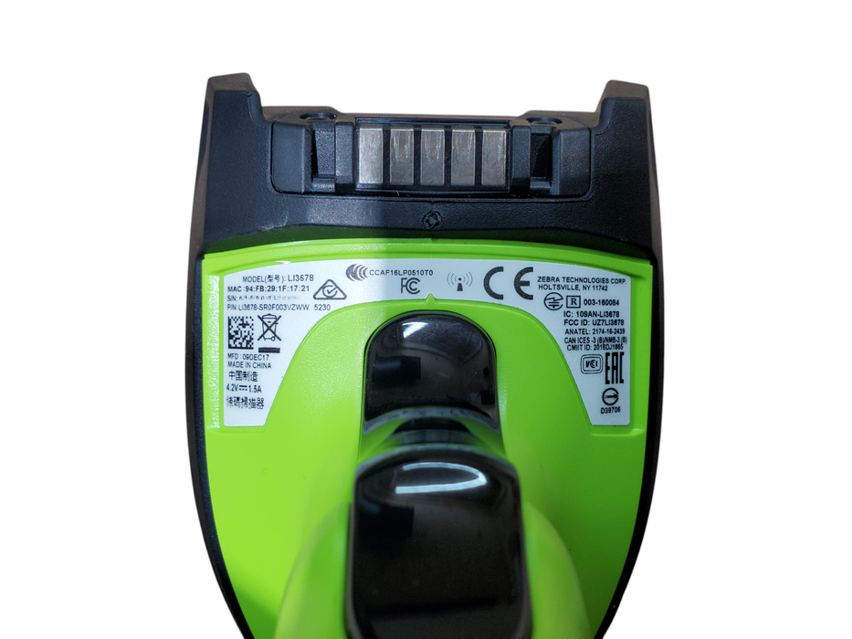 Zebra LI3678-SR0F003VZWW Barcode Scanner w/ Cradle - No Battery