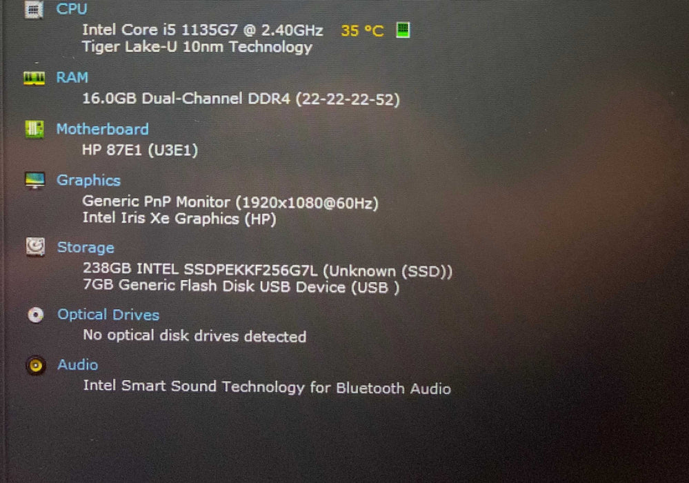 HP ProBook 450 G8 Core i5-1135G7@2.40GHz 16GB RAM 256GB SSD  Lap200