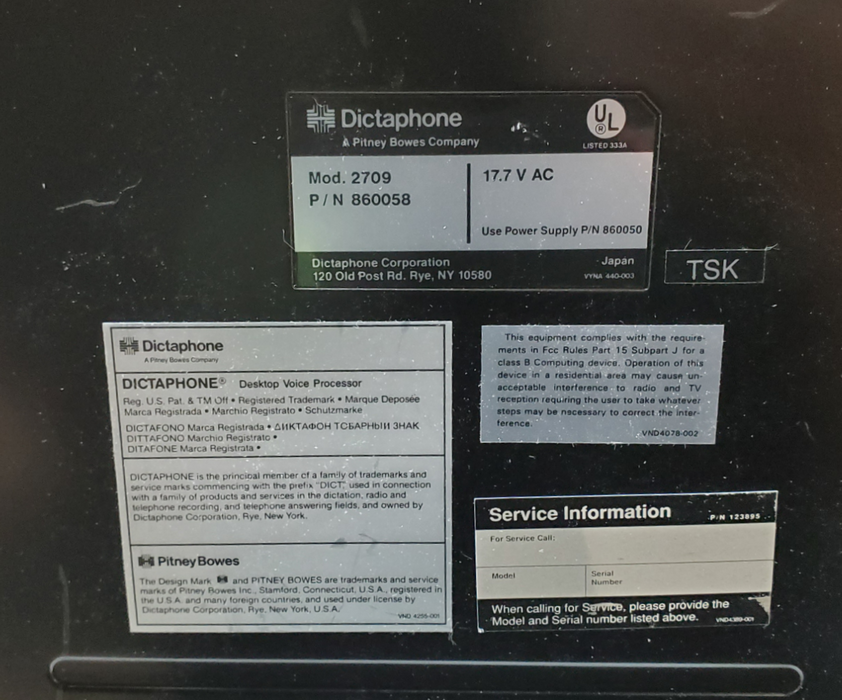 Dictaphone 2709 Voice Processor w/ Pedal & Power Adapter *READ*