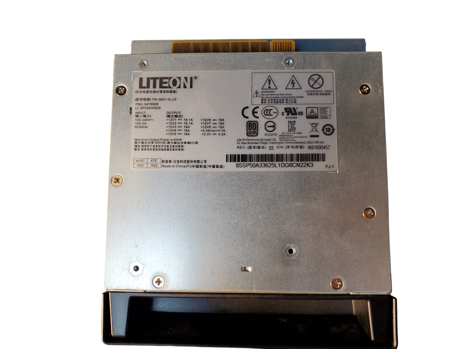 LITEON LENOVO THINKSTATION P510 650W POWER SUPPLY 54Y8908 PS-3651-1L-LF