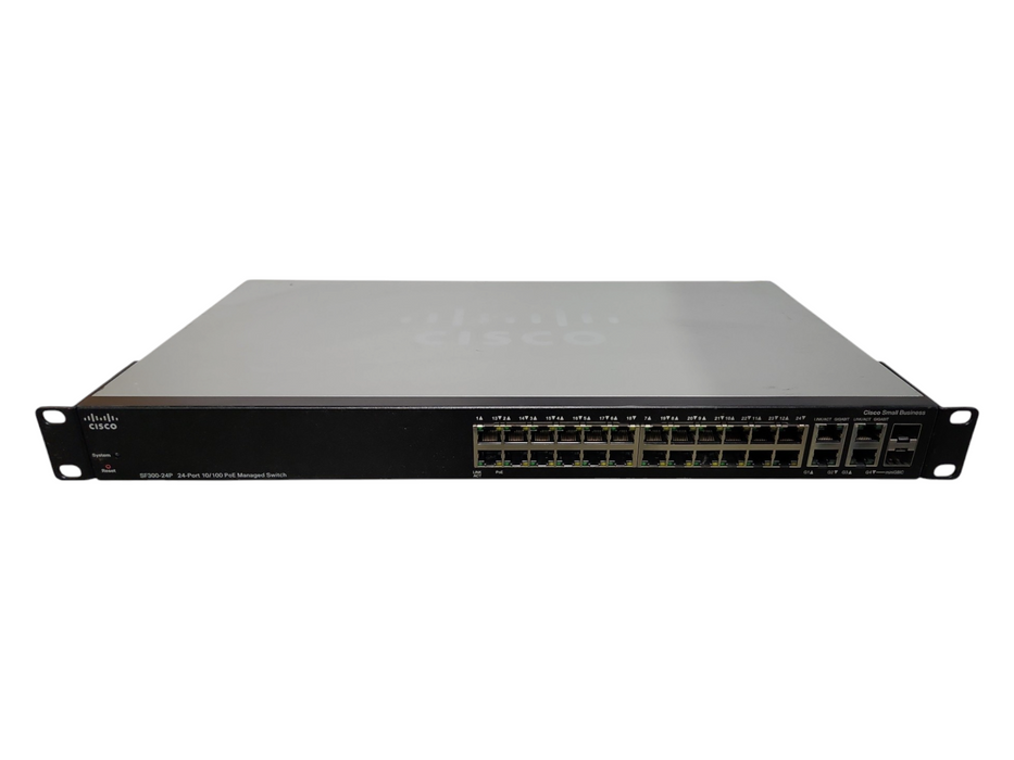 Cisco SF300-24P 24-Port 10/100 PoE Managed Switch w/ Ear mounts