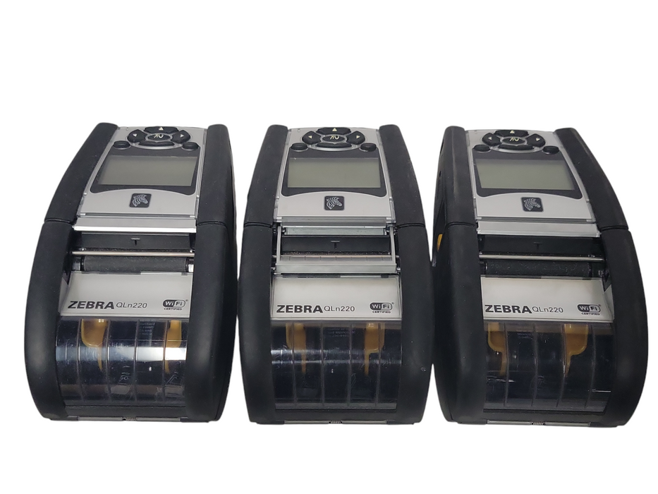 Lot of 3x Zebra QLN220 Thermal Label Printer, no charger, No paper roll, READ _