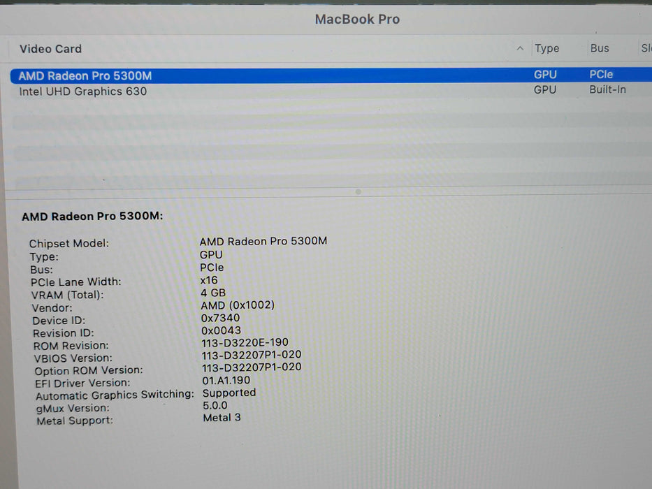 Apple Macbook Pro 2019 16" 6-Core i7-9750H @ 2.6GHz 16GB DDR4 500GB SSD GPU (