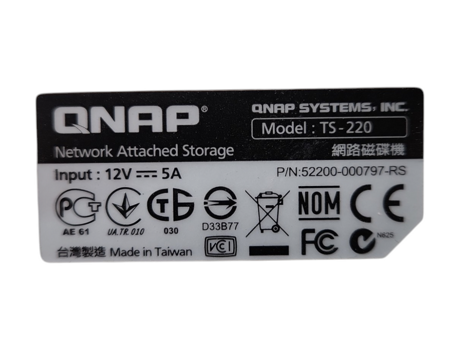 QNAP TS-220 2 Bay NAS with 2x 2TB HDDs, No PSU