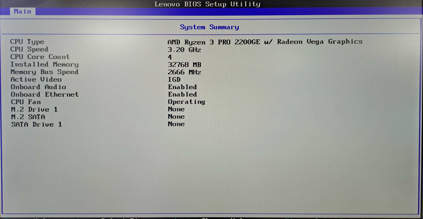 Lenovo ThinkCentre M715q | Ryzen 3 PRO 2200GE @3.20GHz, 32GB DDR4, No HDD )