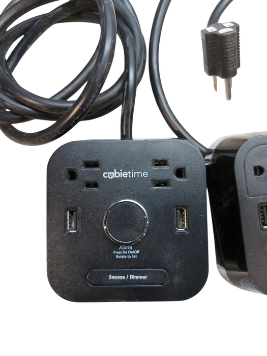 Lot 3x CubieTime Black Alarm Clock USB Ports Charging Outlets - READ DESC