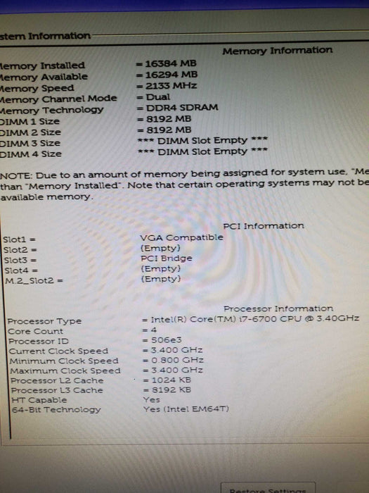 Dell Precision 3620 i7-6700 3.4GHz 16GB Ram NVIDA K620 NO HDD