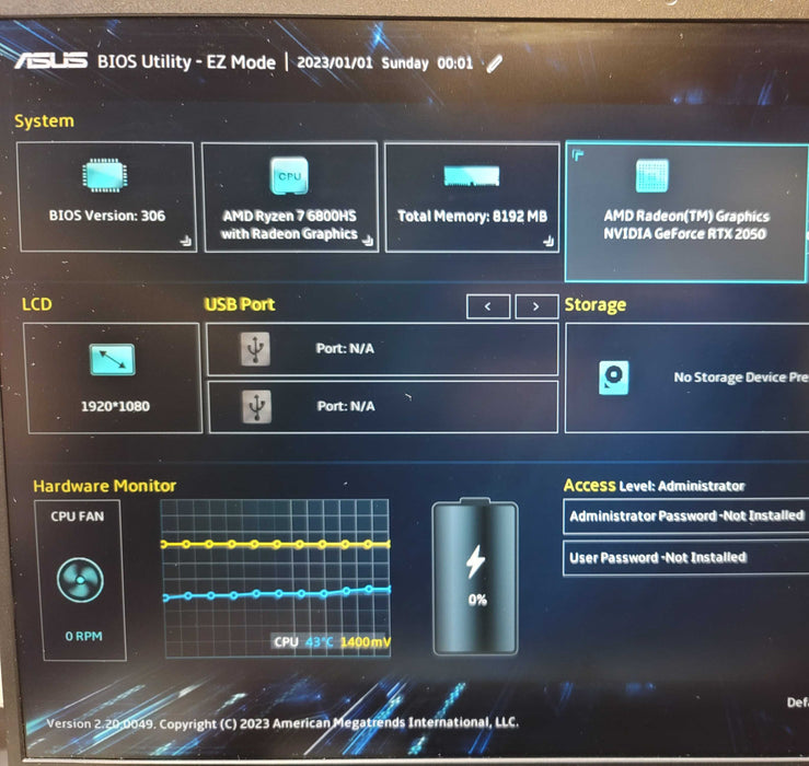 ASUS TUF Gaming A15 Ryzen 7 6800HS 8GB DDR4 RTX 2050 NO SSD FOR PARTS/REPAI β Lap200