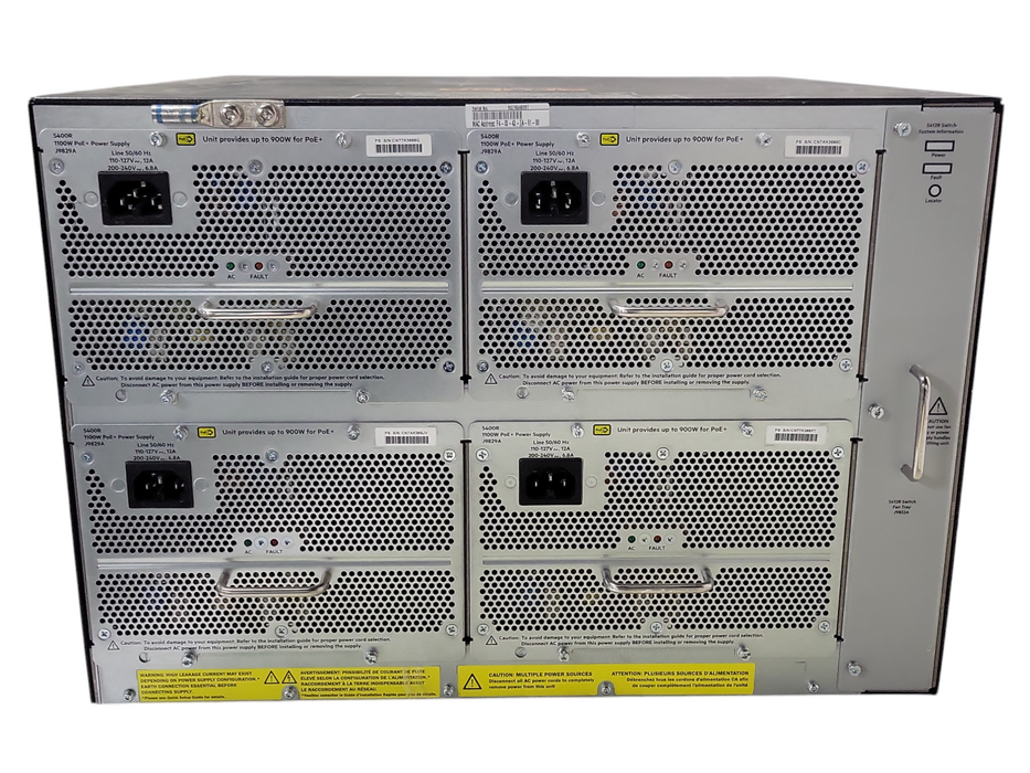 HPE Aruba 5412R zl2 switch w/ 6x J9990A, 1x J9827A, 2x J9987A, 4x PSU, SEE  _