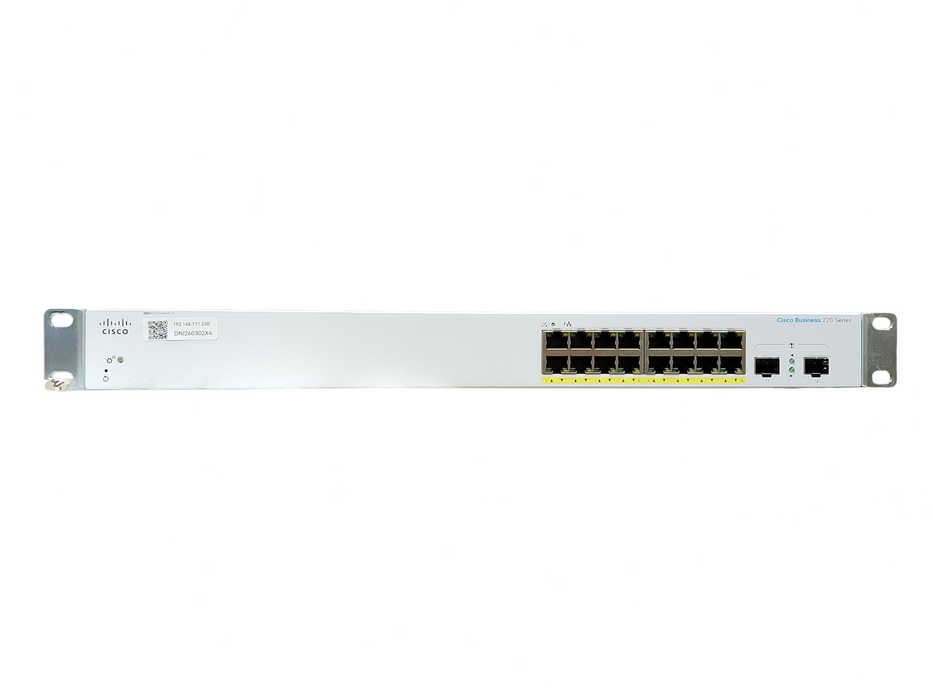 Cisco Business 220 Series CBS220-16P-2G 16 Port Gigabit PoE Smart Switch