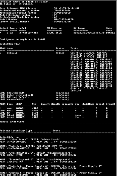 Cisco WS-C3650-48FD-E Ethernet PoE+ 2x10G Uplink ports 2x PSU Q$