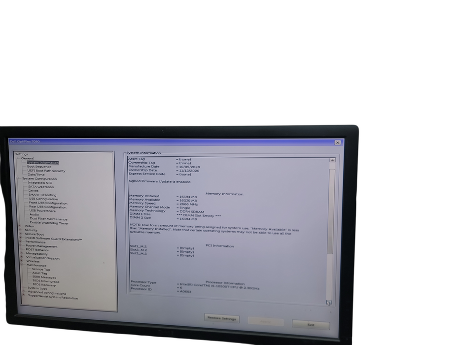 Dell OptiPlex 7080 Micro i5 - 10500T @ 2.30GHz 16GB DDR4 Ram No HDD