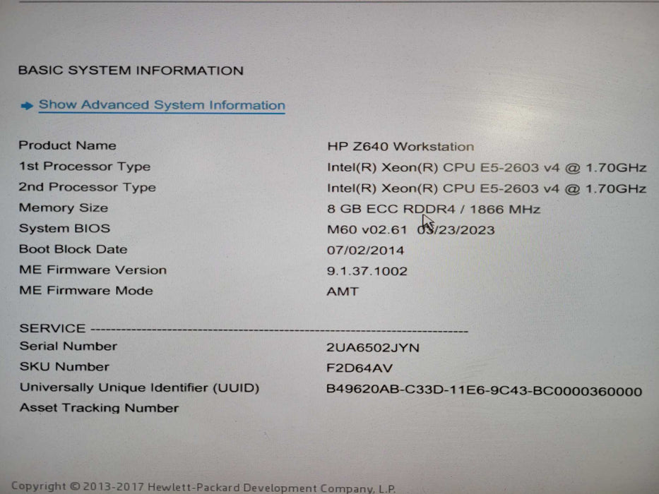 HP Z640 - 2x Xeon E5-2603 v4 8GB DDR4 NO HDD QUADRO M2000 925W PSU !