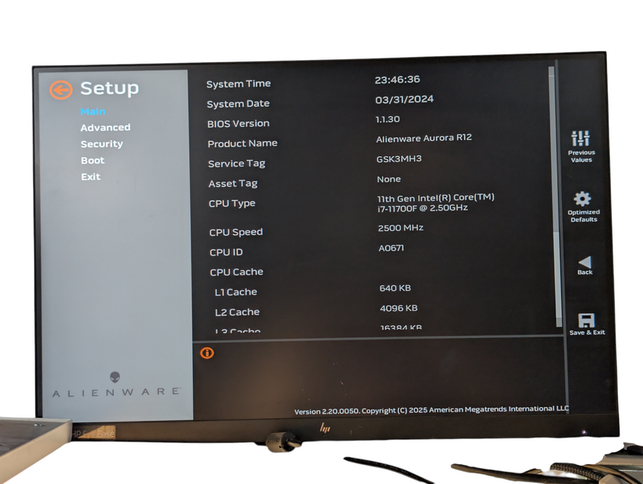 DELL Alienware Aurora R12 Intel Core i7-11700F 32GB RAM 256GB NVMe + 1TB  -