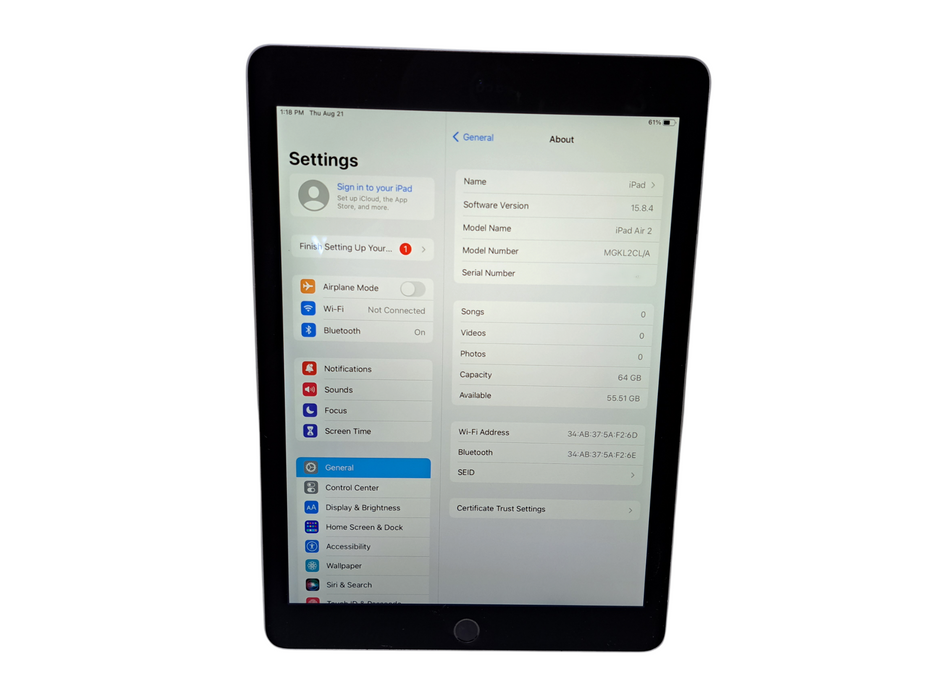 Apple iPad Air 2 (A1566) 9.7" | 64GB Wi-Fi Silver