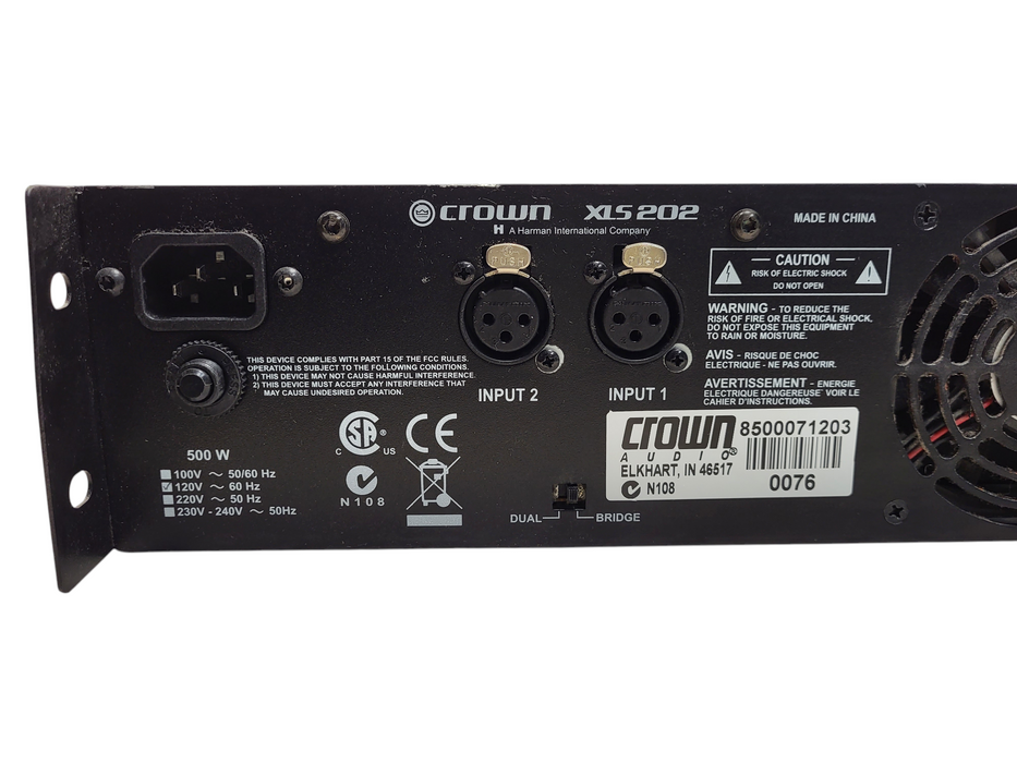 Crown XLS 202 2-Channel Professional Power Amplifier XLS202 $
