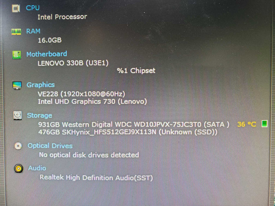 Lenovo ThinkCentre M70q Gen3 i5-12400T 16GB RAM 512GB NVMe WIFI