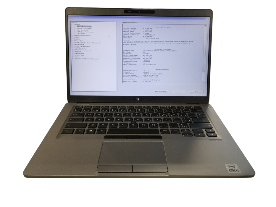 Dell Latitude 5410 Intel Core i5-10310U @1.70GHz, 16GB DDR4 256GB NVMe READ Q Lap200